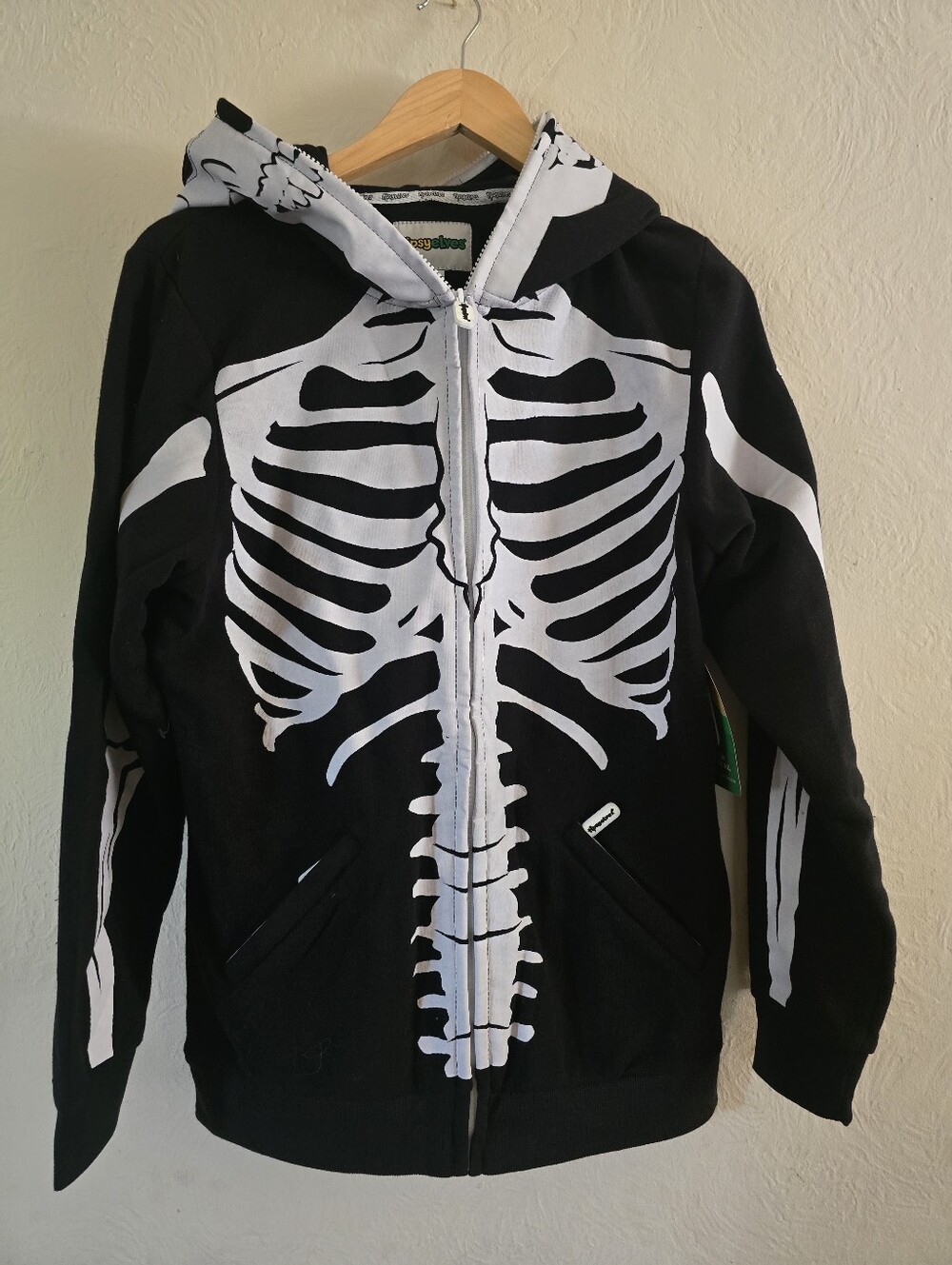 Tipsy Elves, UNISEX Skeleton Hoodie, Black & White, Size Medium, MSRP $59.95